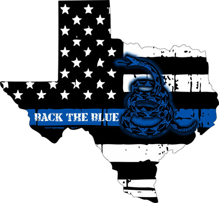 Thin Blue Line Decal - State of Texas Don't Tread Back the Blue Decal-Var. Sizes - Powercall Sirens LLC
