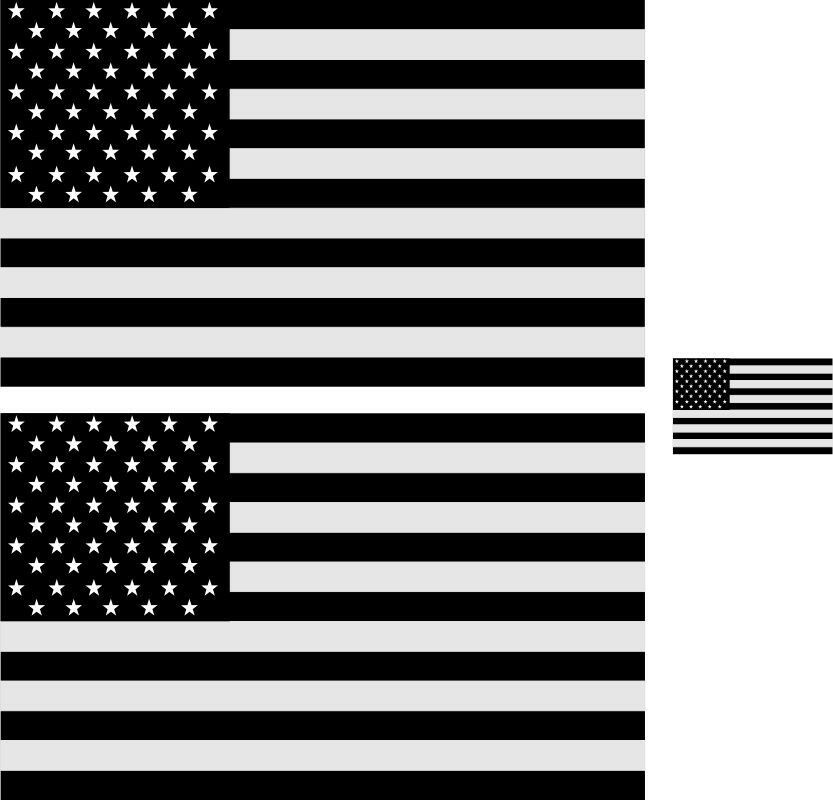 Black/White Reflective USA Flag Stickers 5" x 3" x 2 and 1.5" x 1" X 1 3 Decals - Powercall Sirens LLC