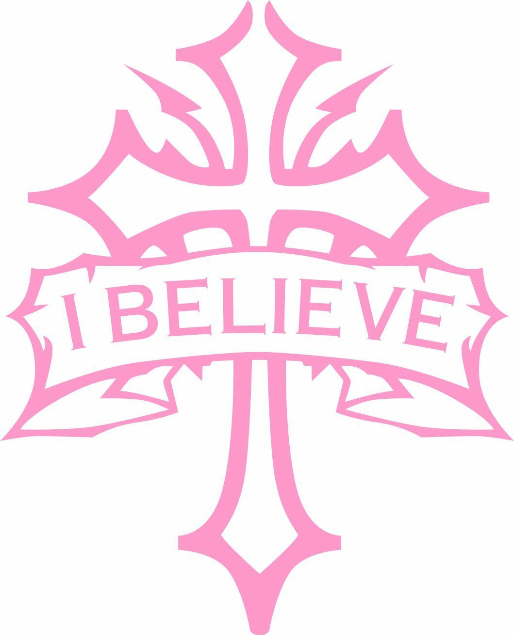 Religious Decal Christian Cross I Believe Exterior Window Various Size and Color - Powercall Sirens LLC