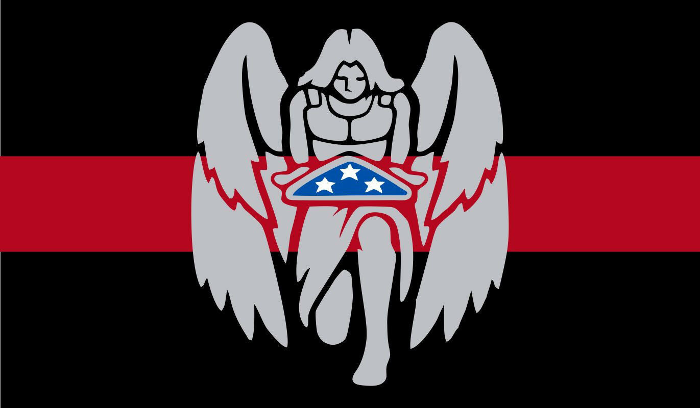 Thin Red Line Decal-Angel with folded USA Flag Reflective Decal - Various Sizes - Powercall Sirens LLC