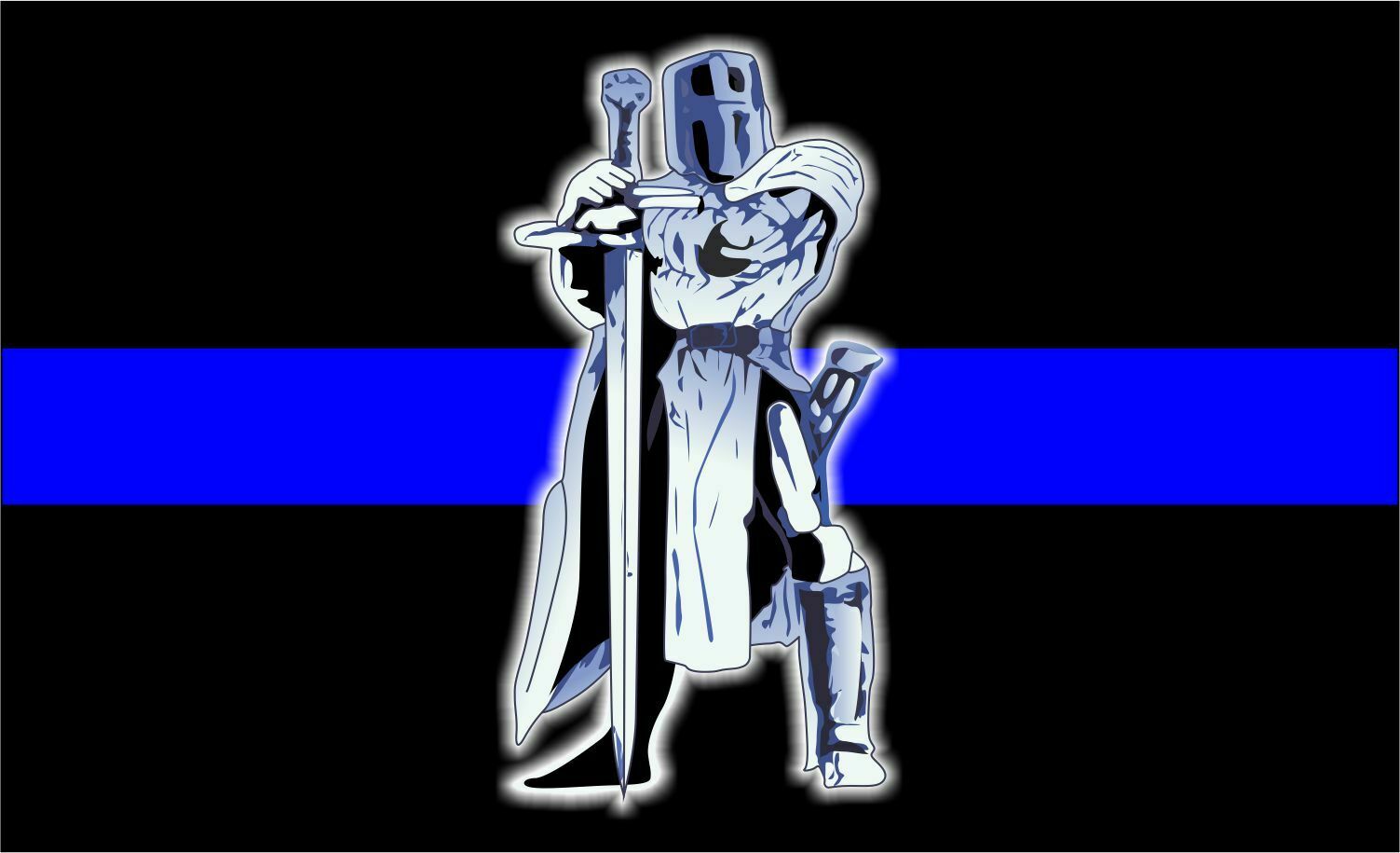 Thin Blue Line Blue Standing Knight Thin Blue Line Decal - Various Sizes - Powercall Sirens LLC