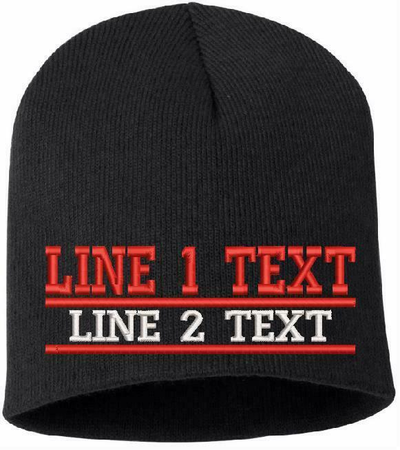 Custom Firefighter Winter Hat Embroidered DUAL RED LINE Knit Beanie or Cuff - Powercall Sirens LLC