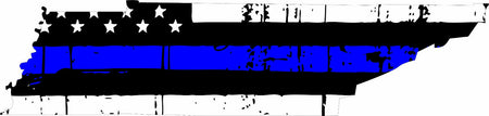 Thin Blue line decal - State of Tennessee Tattered Flag Decal - Various Sizes - Powercall Sirens LLC