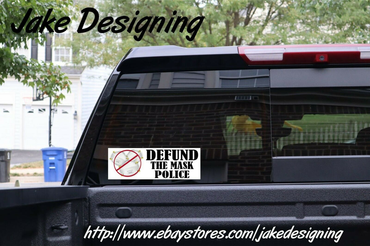 Defund the Mask Police Exterior Bumper Sticker 8.6" x 3" NO MORE MASKS - Powercall Sirens LLC