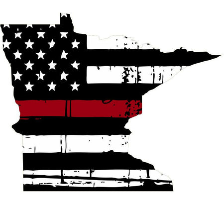 Thin Red line decal - State of Minnesota Tattered Flag Decal - Various Sizes - Powercall Sirens LLC