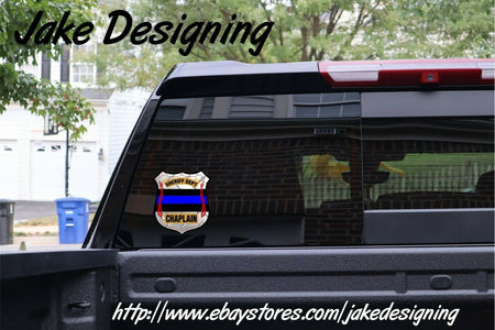 Thin Blue Line Sheriff Chaplain Badge Window Decal Police Law Enforcement - Powercall Sirens LLC