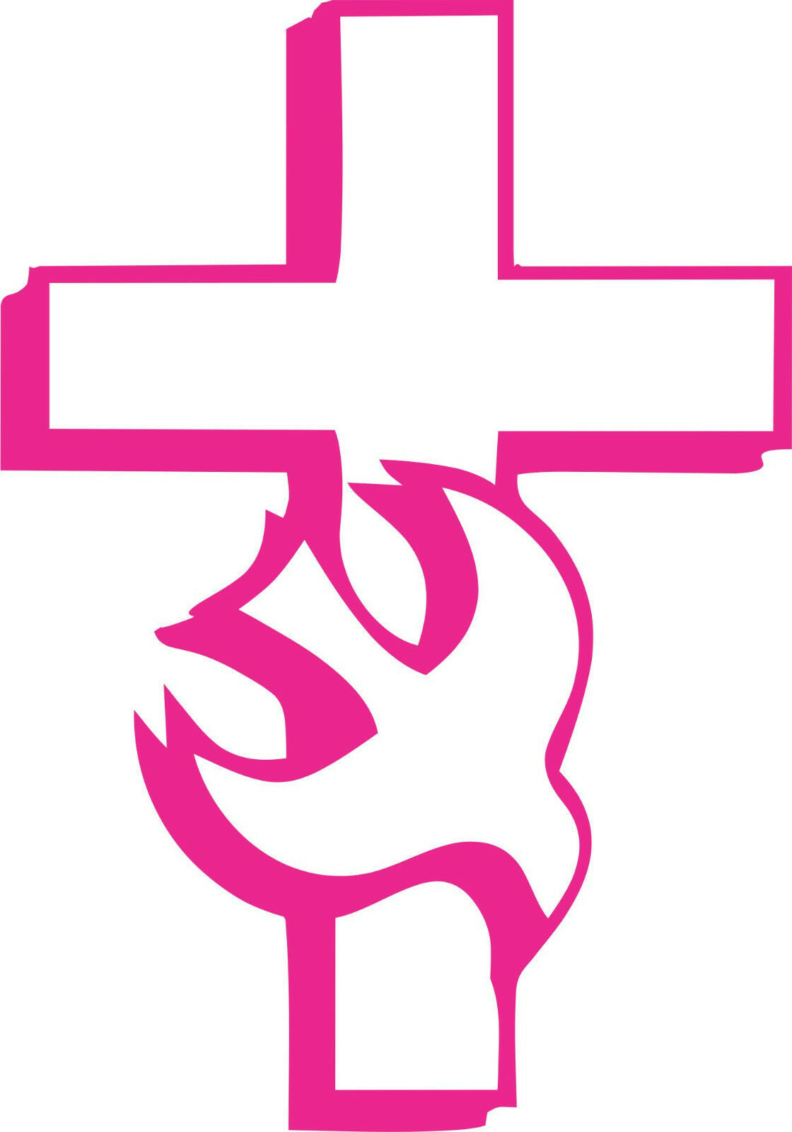 Religious Christian Cross and Dove Exterior Window Decal Various Sizes and Color - Powercall Sirens LLC