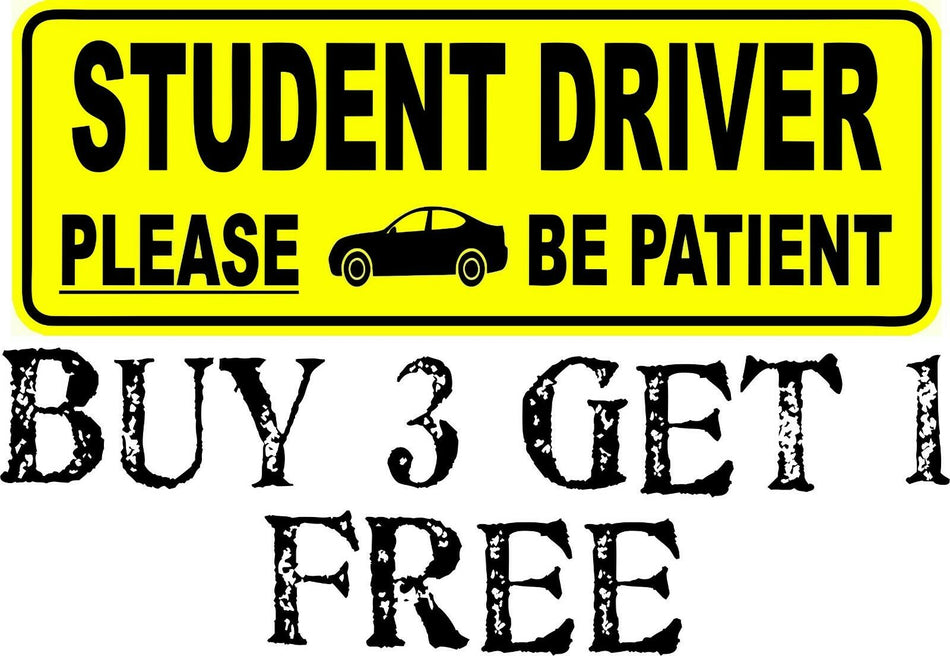 Student Driver Please Be Patient Car Bumper STICKER Decal 8.7" x 3" Buy 3 1 Free - Powercall Sirens LLC