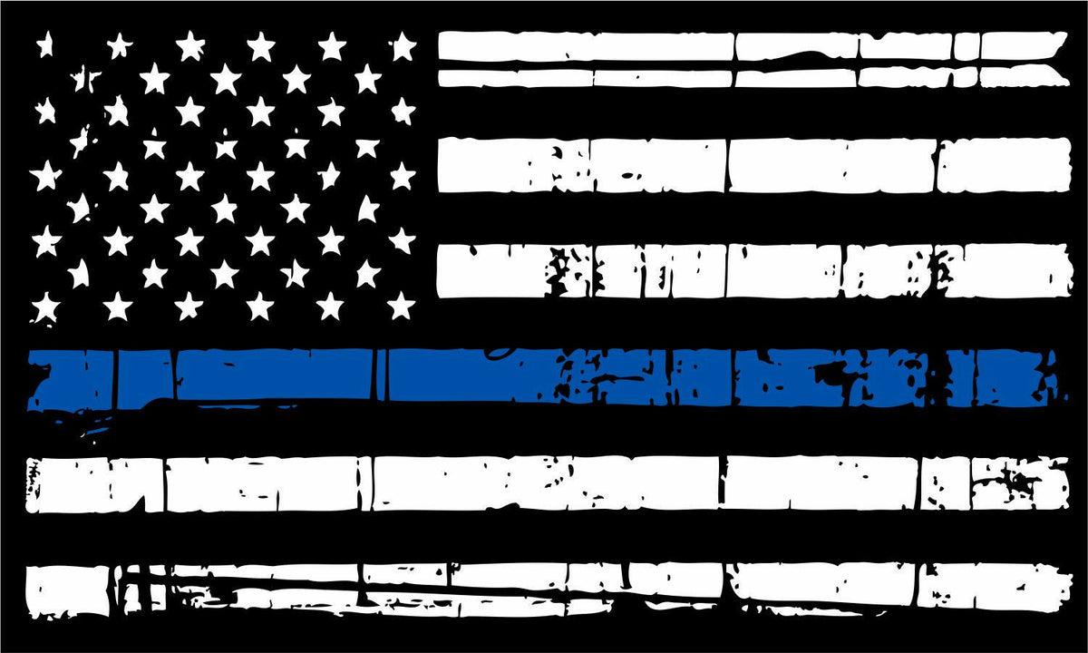 Thin Blue Line Products PUNISHER Tattered Flag Police Decal Numerous Sizes - Powercall Sirens LLC