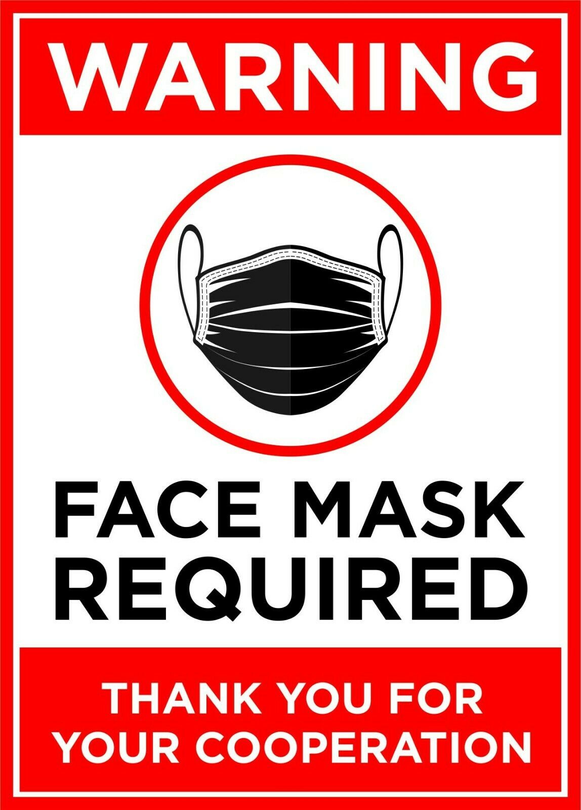 Warning Face Mask Required Window/Door Stickers  5.5" x 4" QUANTITY OF 2 DECALS - Powercall Sirens LLC