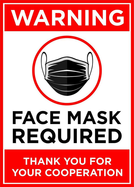 Warning Face Mask Required Window/Door Stickers  5.5" x 4" QUANTITY OF 2 DECALS - Powercall Sirens LLC