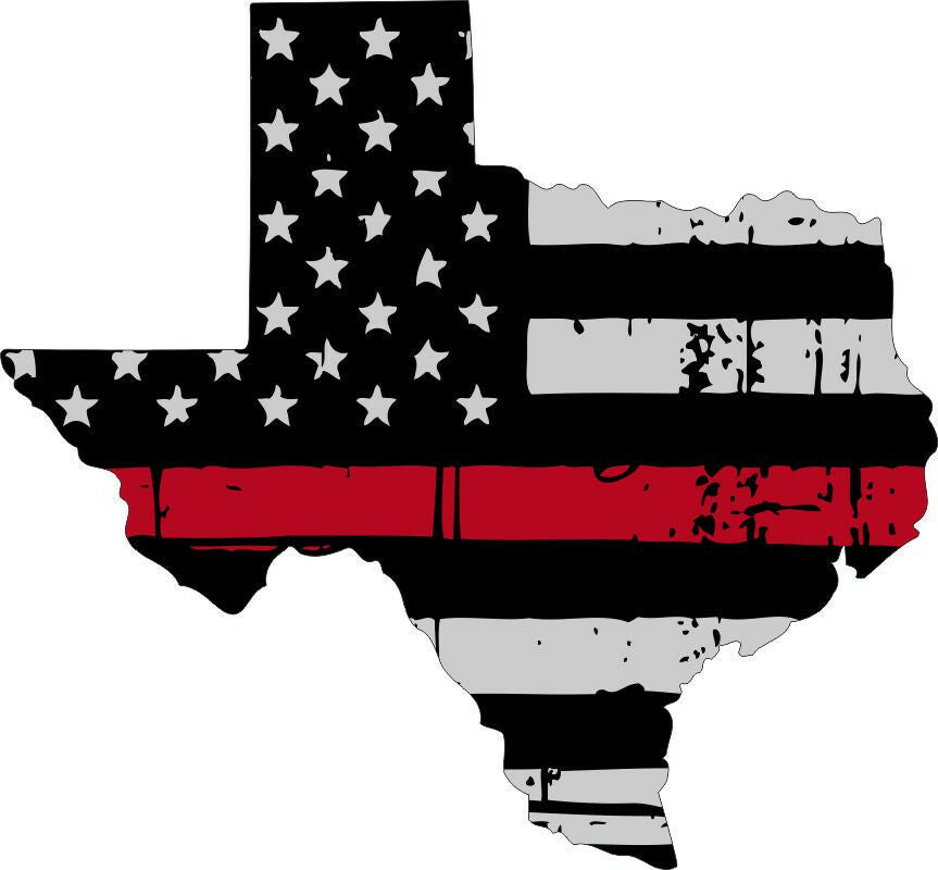 Thin Red line decal - State of Texas Tattered Flag - Various Sizes - Powercall Sirens LLC