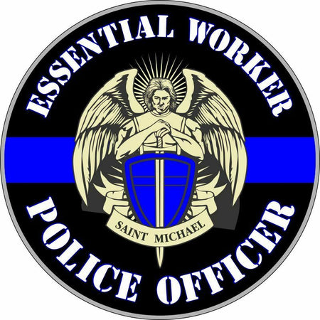 Essential Worker Decal - Police Officer Hardhat/Window Sticker - Various sizes - Powercall Sirens LLC