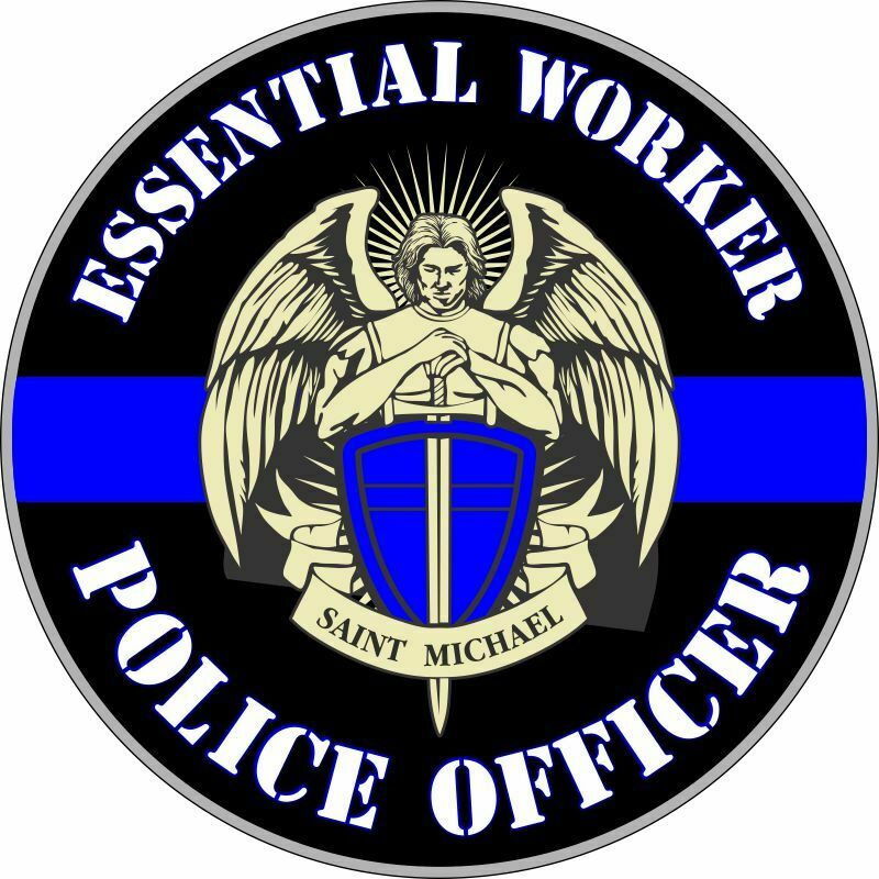 Essential Worker Decal - Police Officer Hardhat/Window Sticker - Various sizes - Powercall Sirens LLC