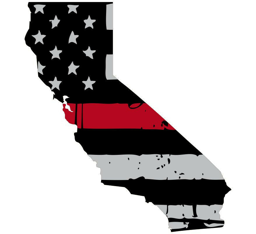 Thin Red Line Decal - State of California window vinyl sticker - Various Size - Powercall Sirens LLC