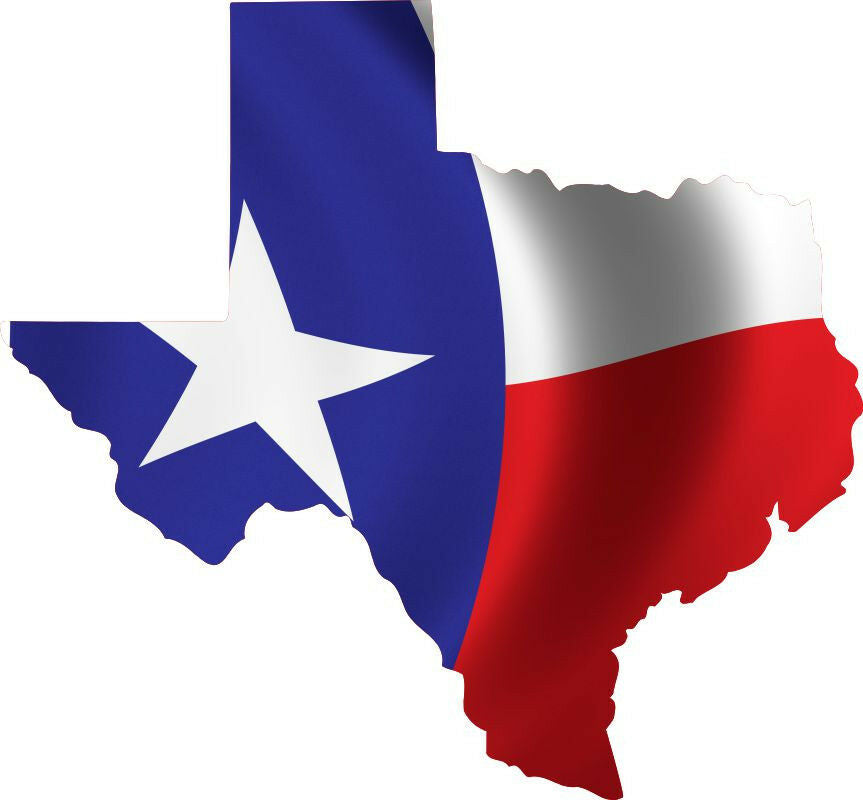 Texas Window Decal with Texas Flag background - Various Sizes - Powercall Sirens LLC