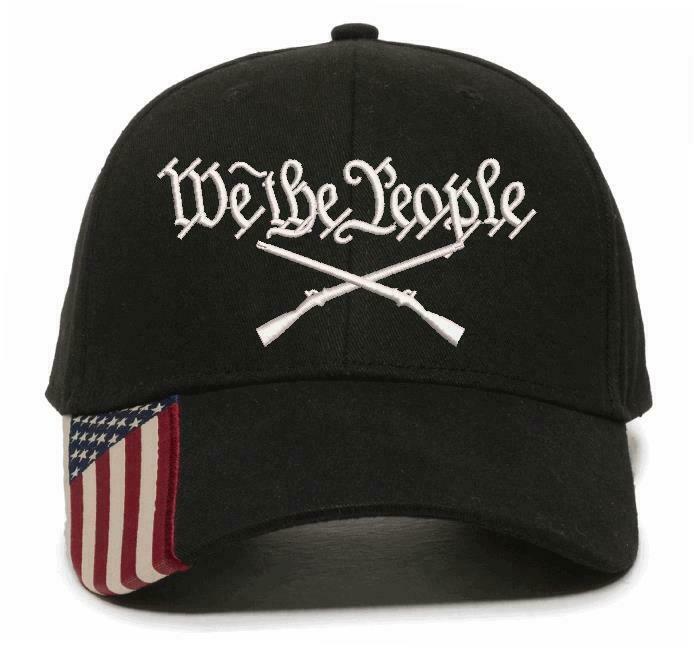 We The People Embroidered Hat 2nd Amendment USA300 Outdoor Cap w/Flag Brim - Powercall Sirens LLC