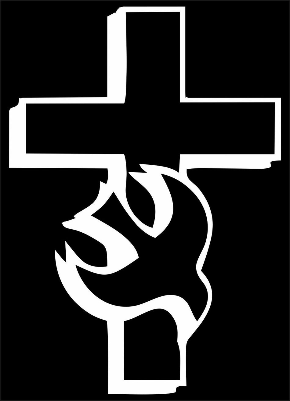 Religious Christian Cross and Dove Exterior Window Decal Various Sizes and Color - Powercall Sirens LLC