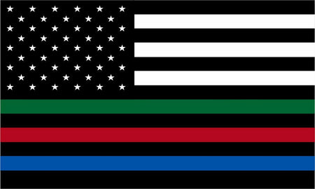 Thin Blue Line Decal - USA Flag with Red, Blue and Green Stripe Flag Decal - Powercall Sirens LLC