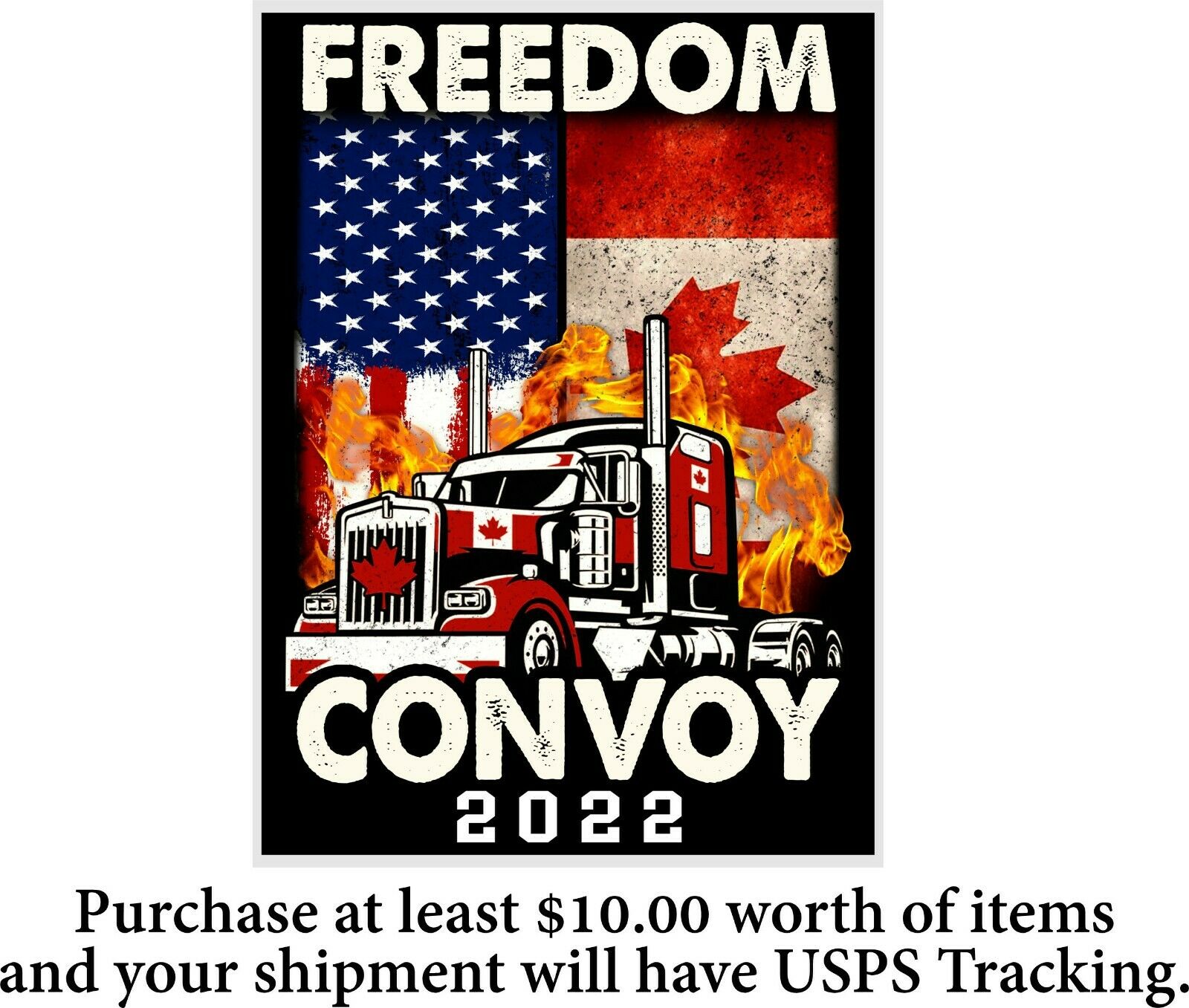 Freedom Convoy 2022 Decal Support our Truckers Flag style Decal or Magnet - Powercall Sirens LLC