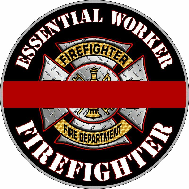 Essential Worker Decal - Fire Department Hardhat/Window Sticker - Various sizes - Powercall Sirens LLC