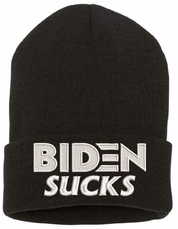 BIDEN SUCKS Embroidered Winter Hat-Cuff or Beanie Style FU46 FJB Trump 2024 - Powercall Sirens LLC