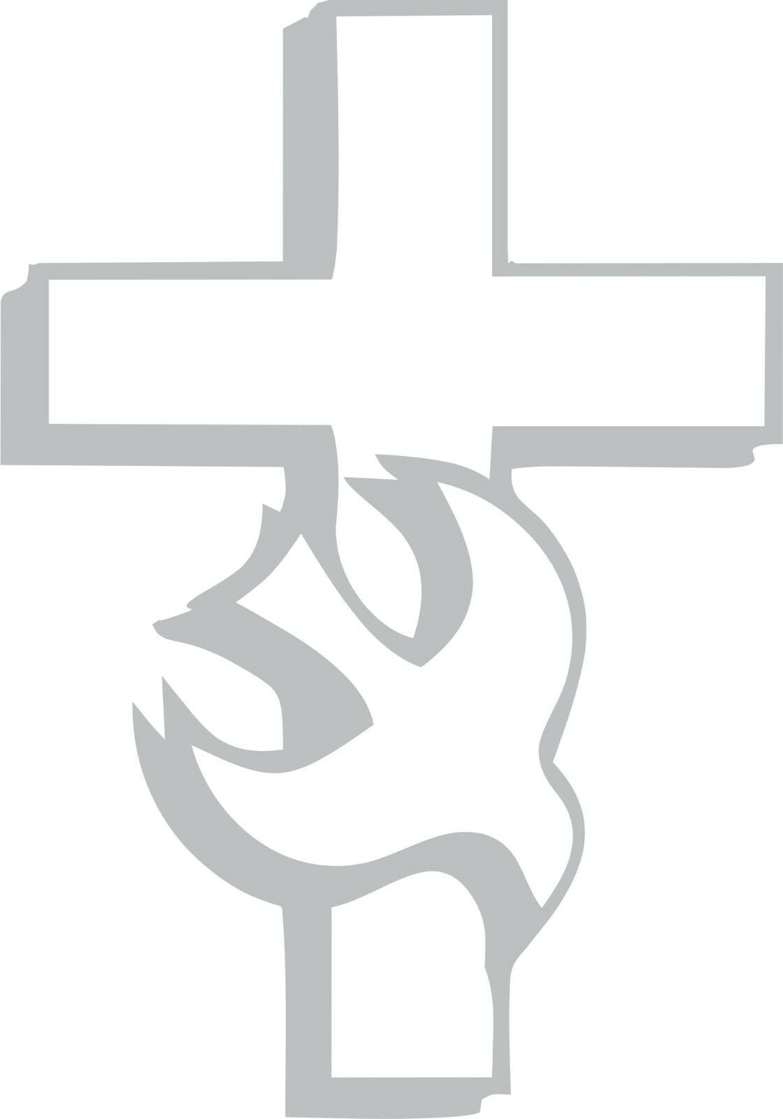 Religious Christian Cross and Dove Exterior Window Decal Various Sizes and Color - Powercall Sirens LLC