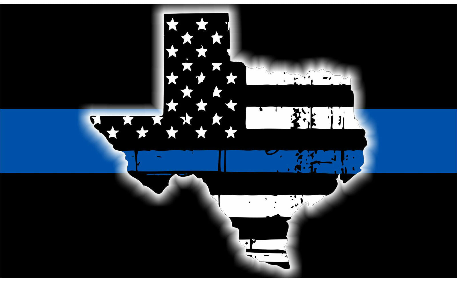 Thin Blue Line Decal - State of Texas Blue Line with Texas Tattered Decal - Powercall Sirens LLC
