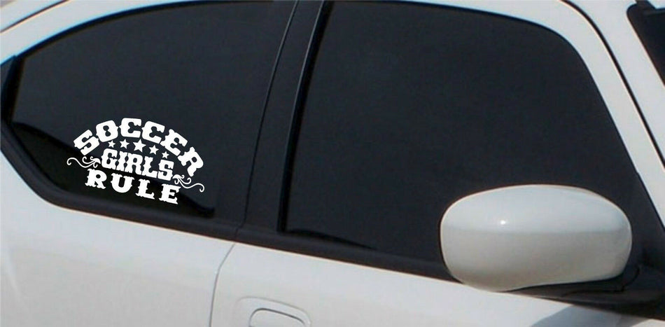 Soccer Girls Rule Exterior Window Decal, Soccer Moms, Girls Soccer Sticker - Powercall Sirens LLC