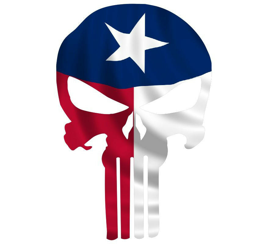 Punisher Skull State of Texas Flag Decal - Various sizes - free shipping - Powercall Sirens LLC