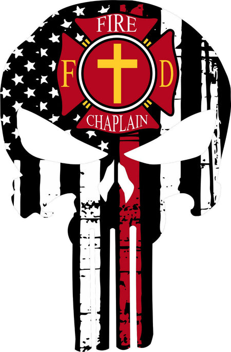 Thin Red Line Decal - Firefighter Fire Chaplain Punisher Decal Various Sizes - Powercall Sirens LLC