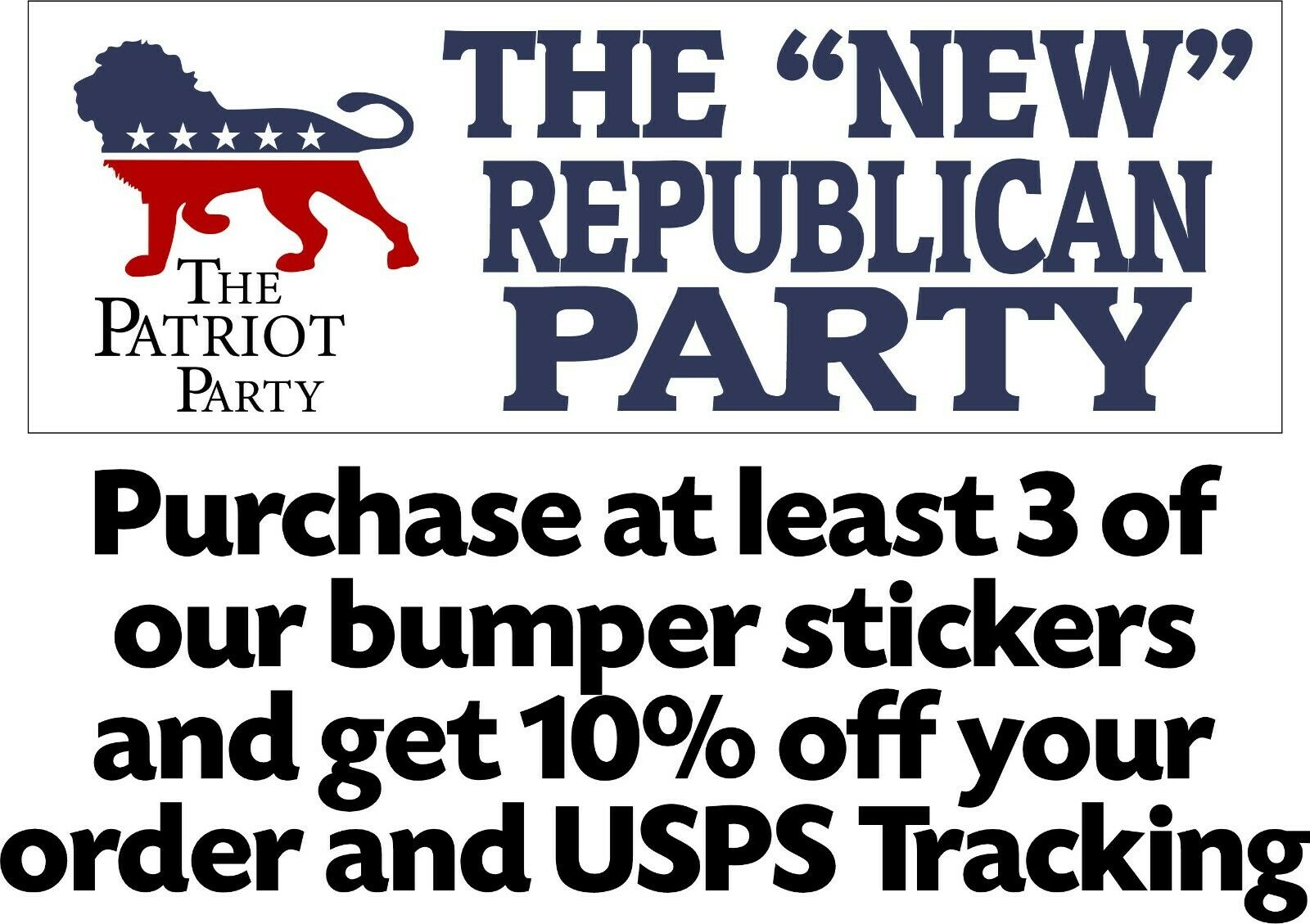 Patriot Party Trump 2024 "The New Republican Party" Bumper Sticker 8.7" x 3" - Powercall Sirens LLC