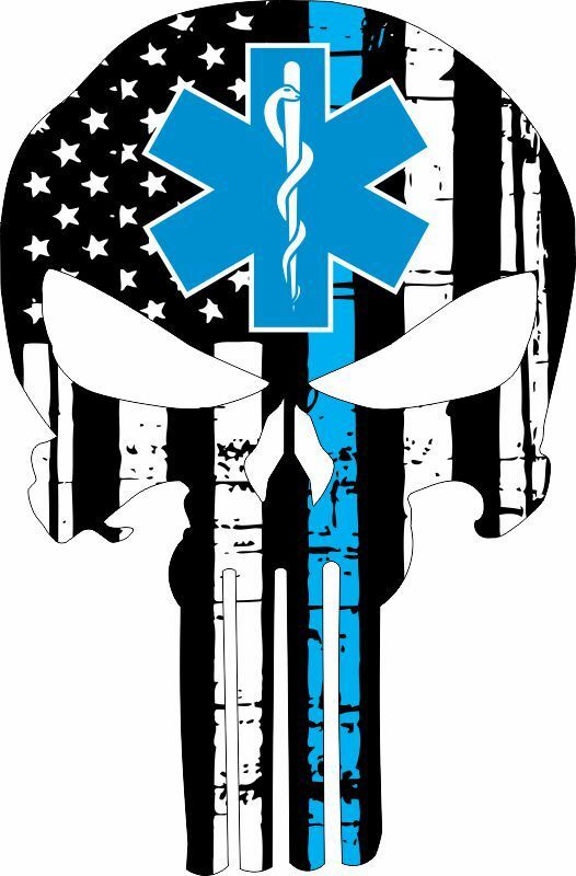 Thin Blue EMS Line Punisher - EMS Star Design - Various Sizes Free Shipping - Powercall Sirens LLC