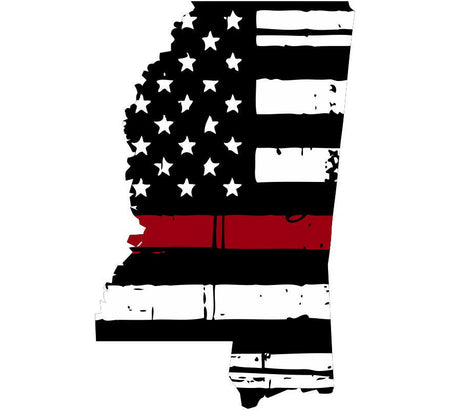 Thin Red line decal - State of Mississippi Tattered Flag Decal - Various Sizes - Powercall Sirens LLC