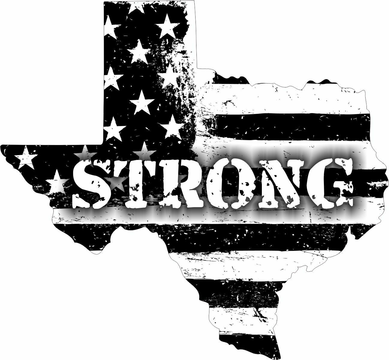 Distressed Black and White Flag Texas Houston Strong Window Decal Various Sizes - Powercall Sirens LLC