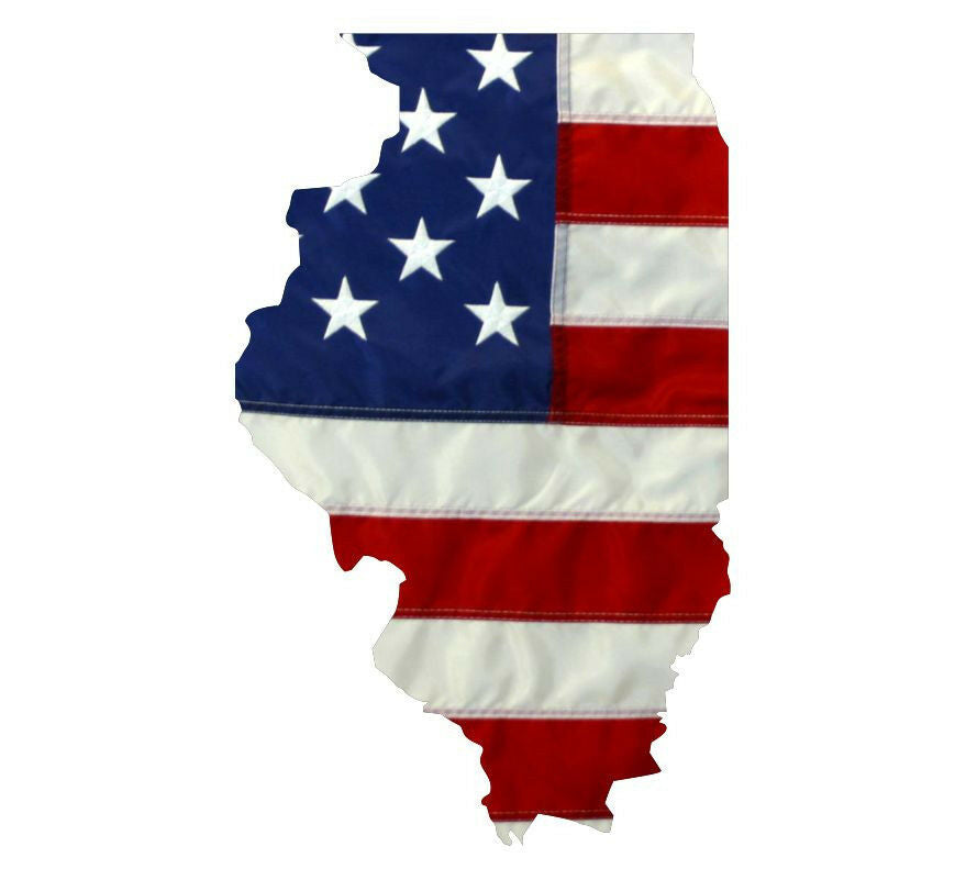 State of Illinois Realistic American Flag Window Decal - Various Sizes - Powercall Sirens LLC