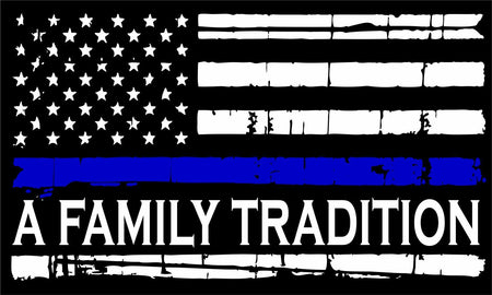 Thin Blue Line Decal - Tattered Flag Police Family Tradition Reflective Decal - Powercall Sirens LLC