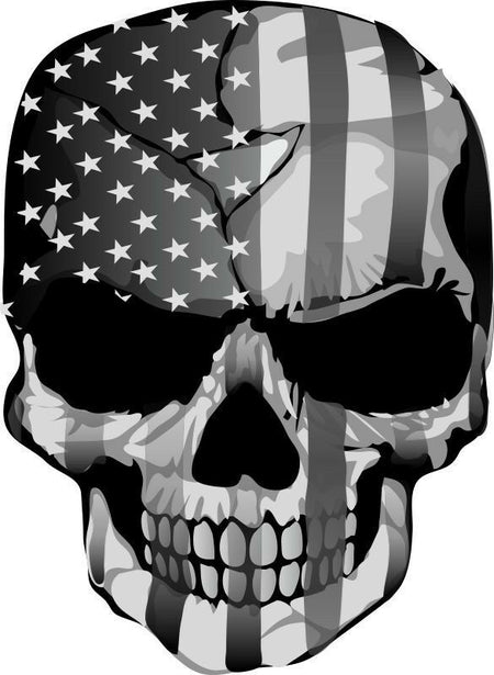 Punisher American Flag Black/White/Gray Exterior Decal - Multiple Sizes - Powercall Sirens LLC