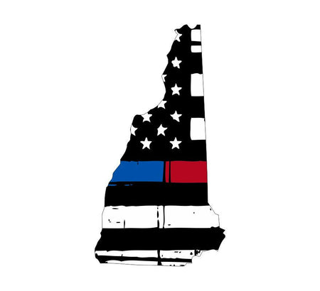 Thin blue red line decal - State of New Hampshire Tattered Flag Decal - Powercall Sirens LLC