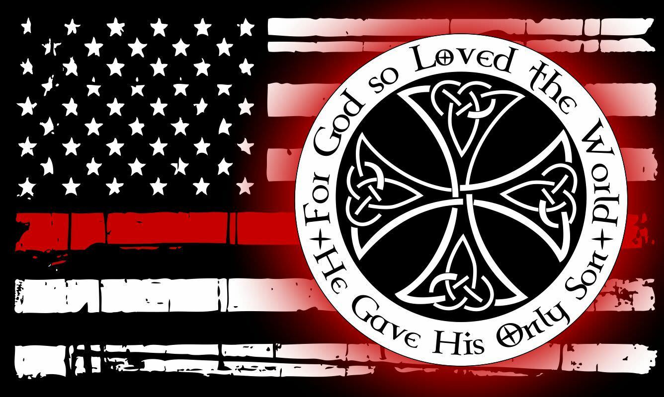 Thin Red Line Firefighter REFLECTIVE Decal - Joshua 3:16 God so loved the world - Powercall Sirens LLC