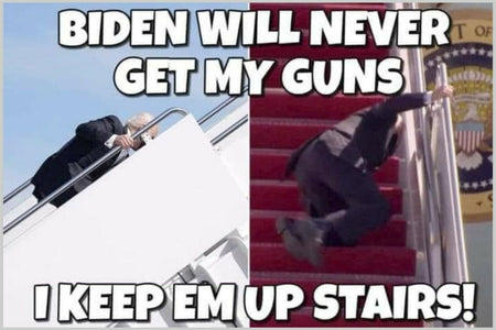 Anti Biden Bumper Sticker - Never get my guns, their upstairs 6" x 4" Sticker - Powercall Sirens LLC