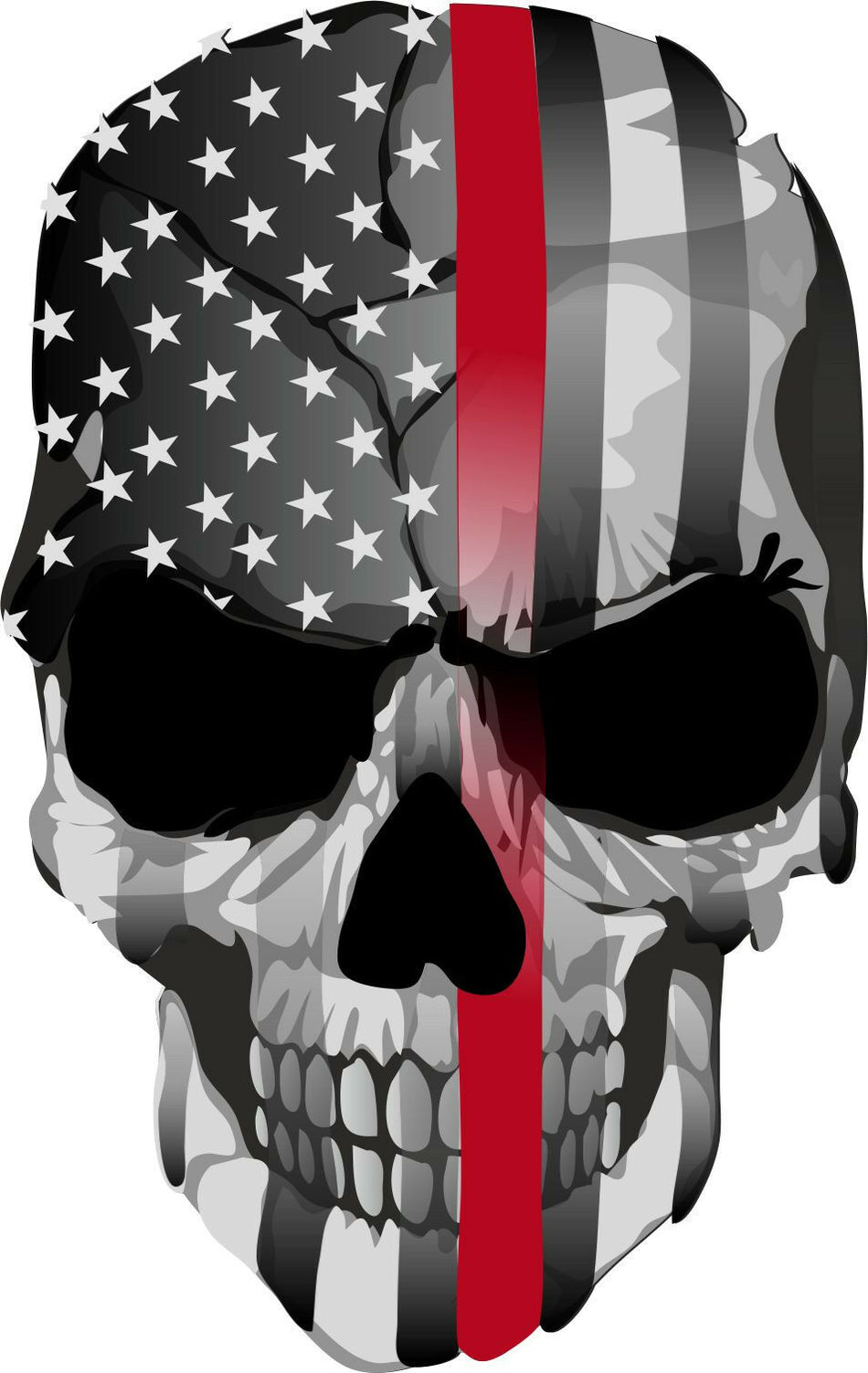 Thin Red Line decal - Punisher Skull Red Line USA Version 2 - Various Sizes - Powercall Sirens LLC