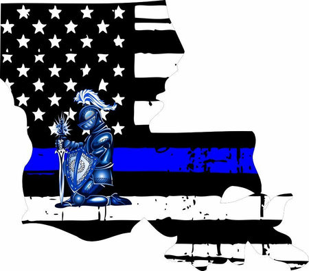 Thin Blue line decal - State of Louisiana KNEELING KNIGHT Decal - Various Sizes - Powercall Sirens LLC