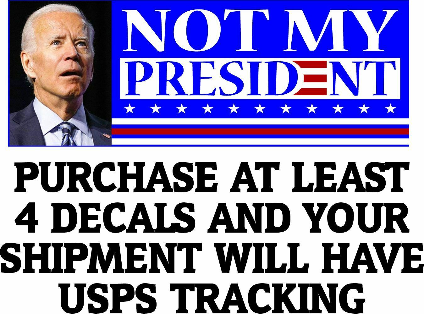 NOT MY PRESIDENT Joe Biden ANTI BIDEN Bumper Sticker PRO TRUMP 8.7" X 3" Sticker - Powercall Sirens LLC