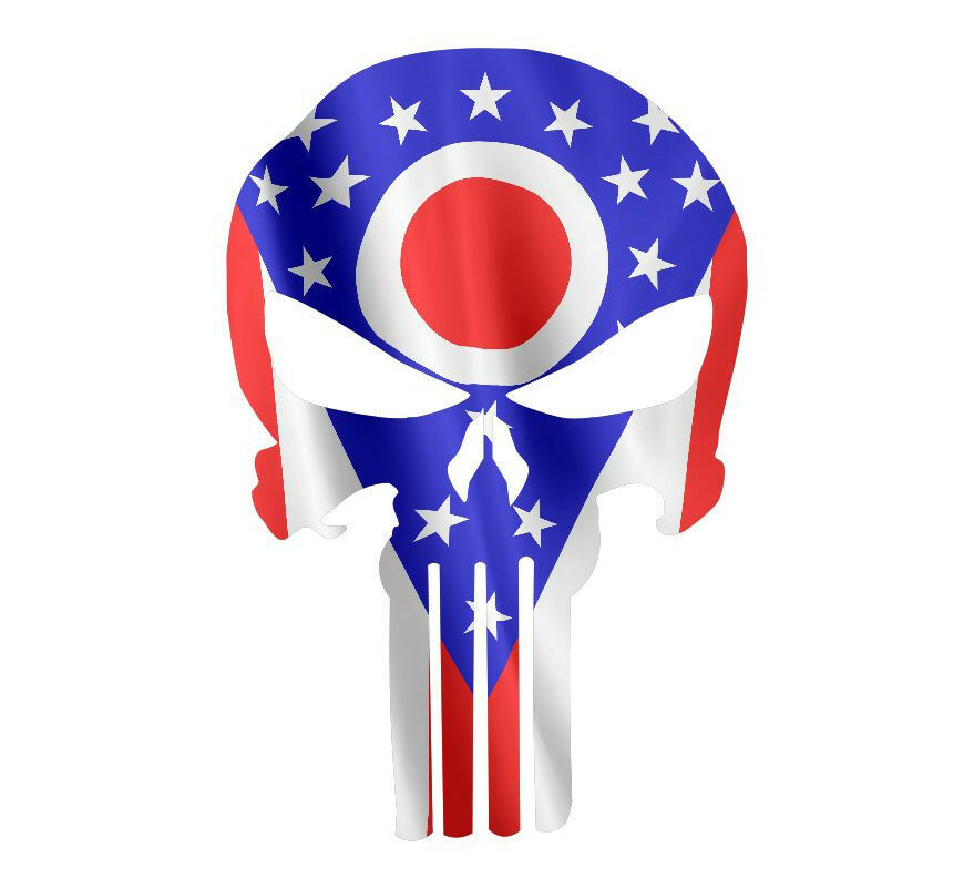 Punisher Decal State of Ohio Flag Vinyl Decal - Various Sizes ships free - Powercall Sirens LLC