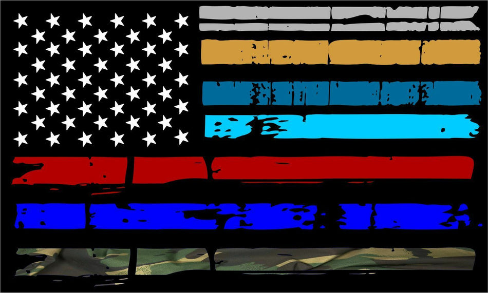 Thin Blue Line Decal Flag Healthcare, EMS, Firefighter, Corrections, NO WORDS - Powercall Sirens LLC