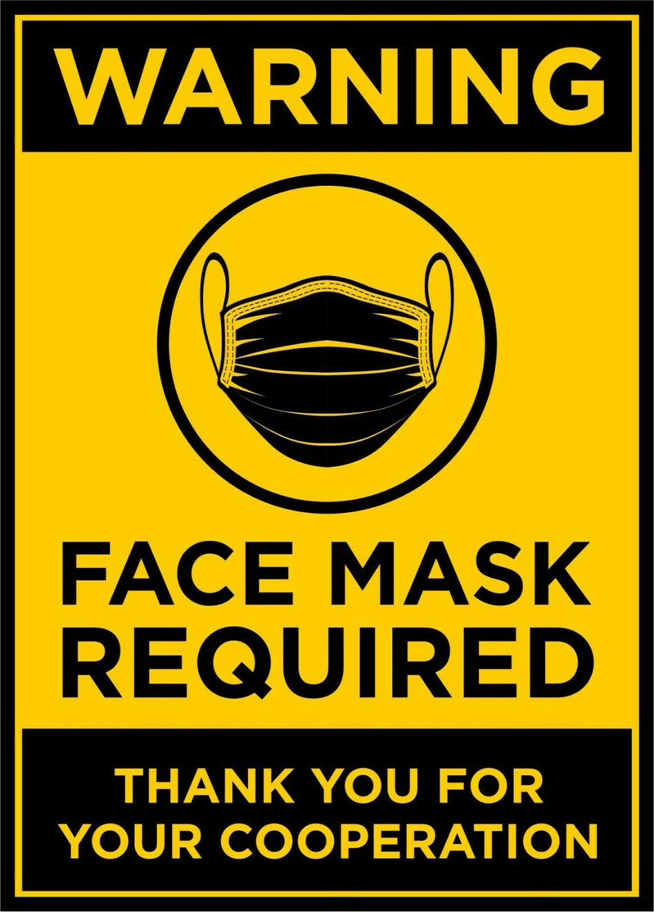 Warning Face Mask Required Window/Door Stickers  5.5" x 4" QUANTITY OF 2 DECALS - Powercall Sirens LLC