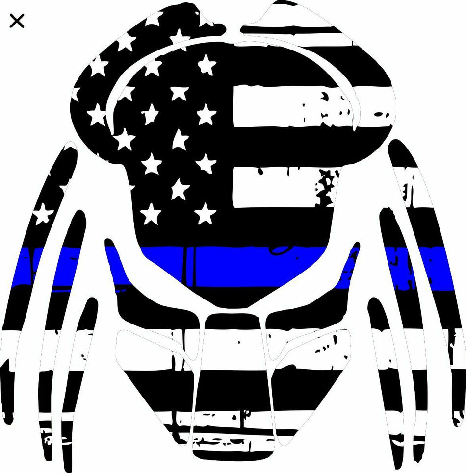 Predator Thin Blue Line Tattered window decal - Various sizes Free Shipping - Powercall Sirens LLC