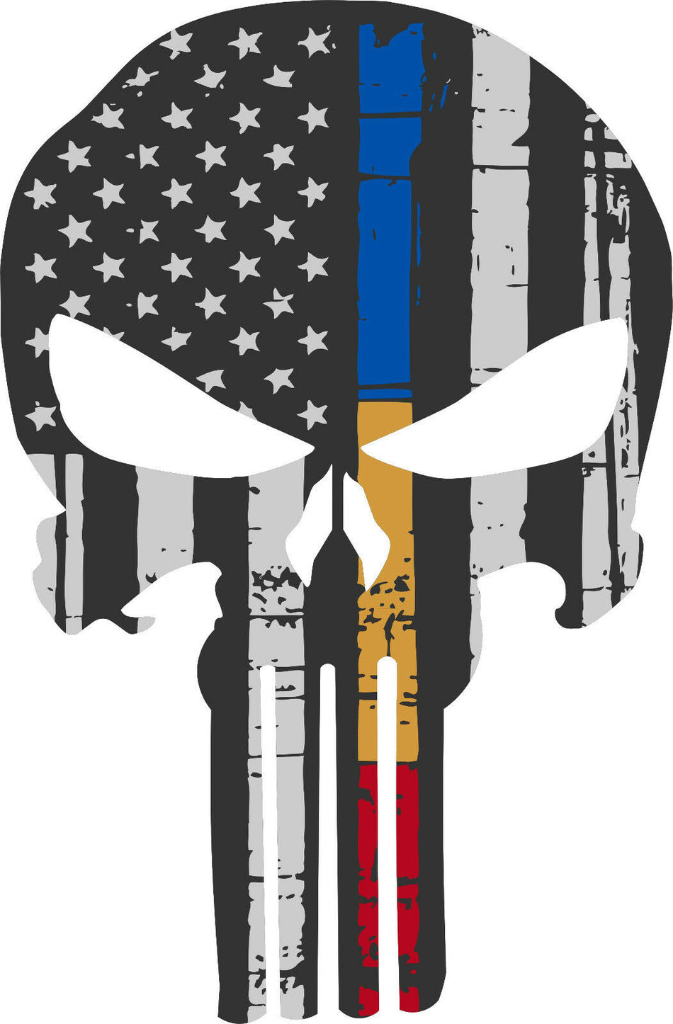 Punisher Skull American Flag Police Dispatch Fire Sticker Graphic - Many Sizes - Powercall Sirens LLC