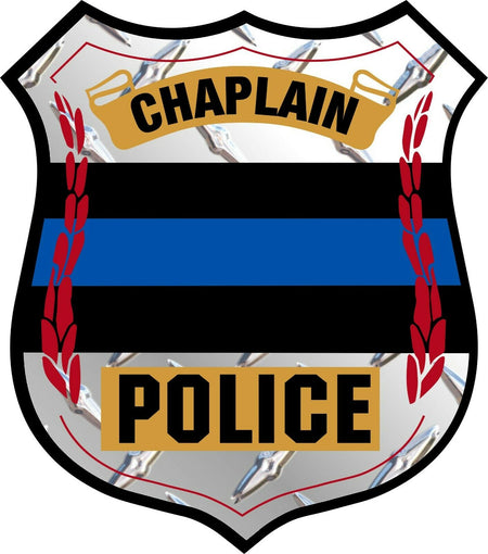 Thin Blue Line Chaplain Badge Diamond Window Decal Police Law Enforcement - Powercall Sirens LLC